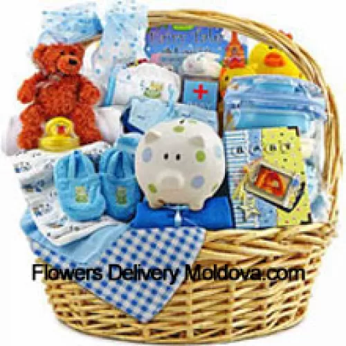 A Kit Having Both The Clothes And Essential Products Like Toiletries etc. This Is A Perfect Gift For A Newly Born Boy