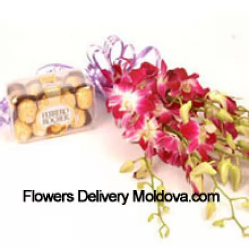 Bouquet d'orchidées avec 16 pièces Ferrero Rocher
